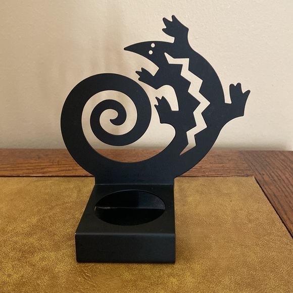 𝅺partylite Gecko Lizard Black Metal Tealight Holder - Picture 6 of 6